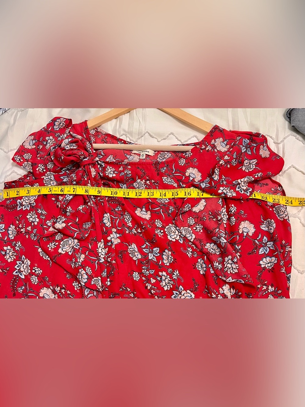 Max Studio Red Floral High-Low Ruffle Midi Dress - Picture 9 of 11